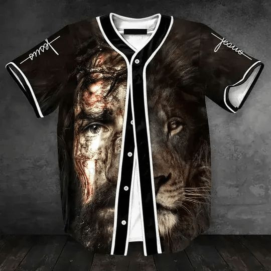 Christian Jesus Lion Personalized 3d Baseball Jersey kv, Unisex Jersey Shirt for Men Women