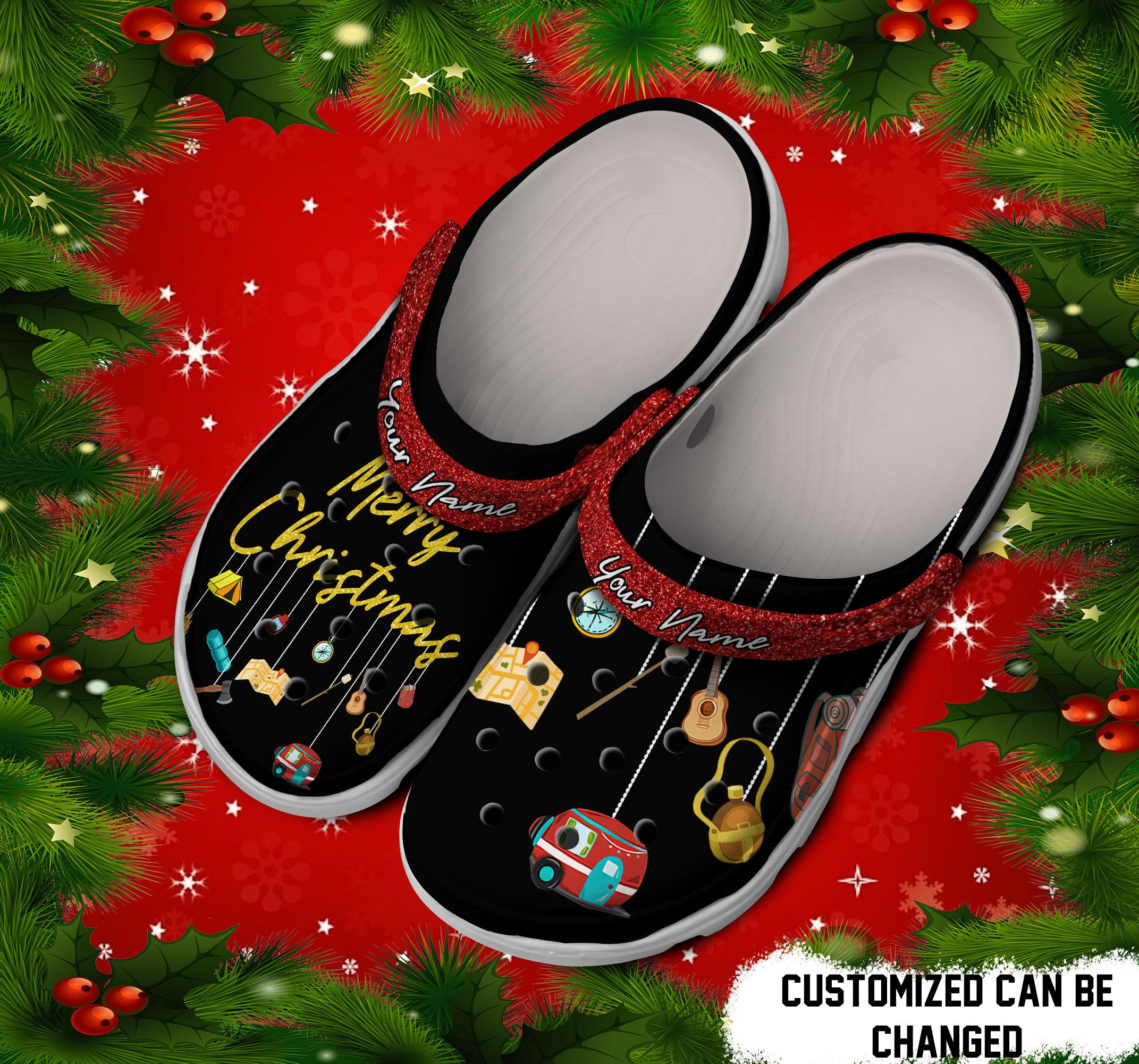 Christmas Crocs Camping Personalized Merry Christmas Clog Shoes Thanksgiving Christmas