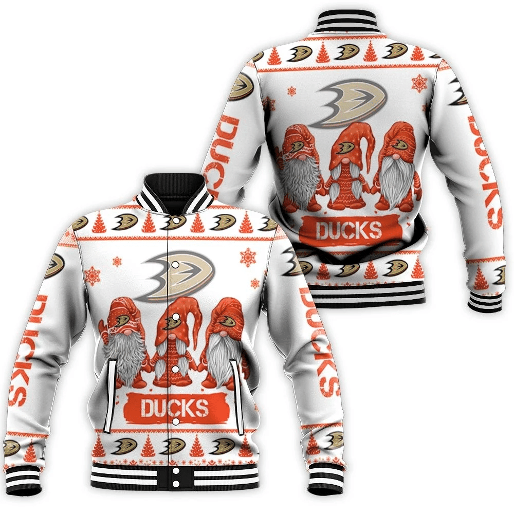 Christmas Gnomes Anaheim Ducks Christmas 3d Baseball Jacket for Men Women