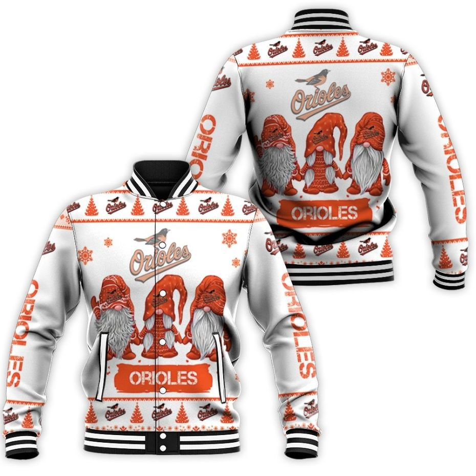 Christmas Gnomes Baltimore Orioles Christmas 3d Baseball Jacket for Men Women