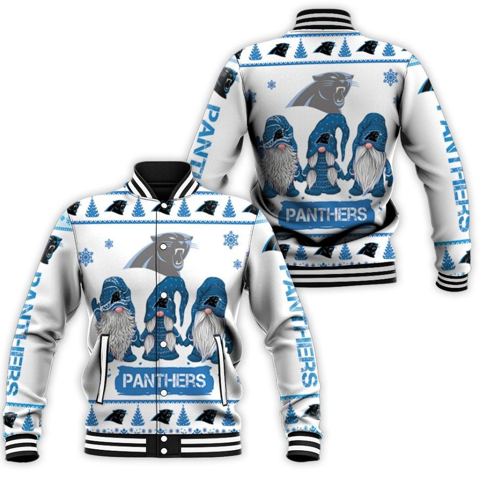 Christmas Gnomes Carolina Panthers Christmas 3d Baseball Jacket for Men Women