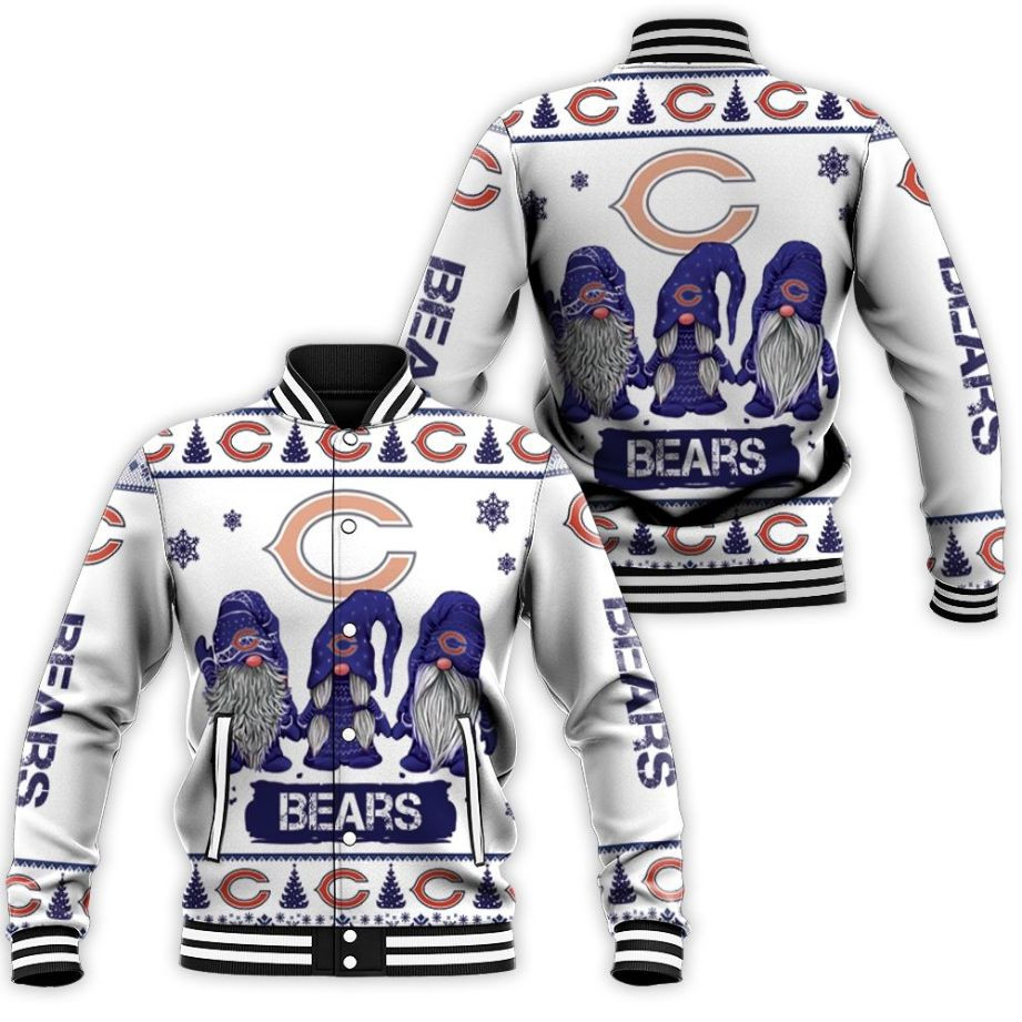 Christmas Gnomes Chicago Bears Christmas 3d Baseball Jacket for Men Women