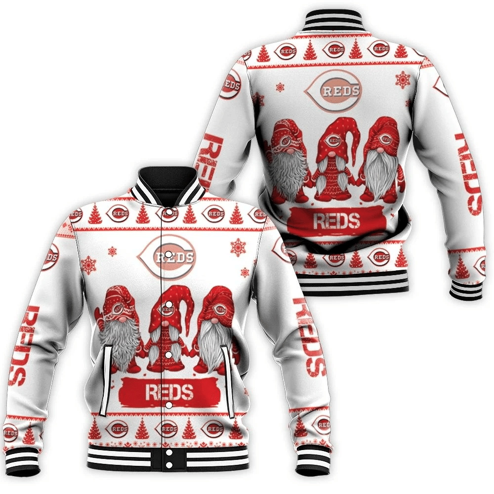 Christmas Gnomes Cincinnati Reds Christmas 3d Baseball Jacket for Men Women