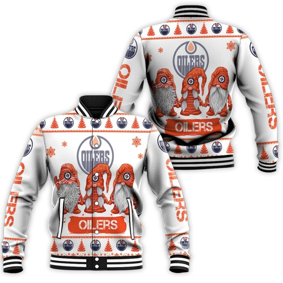 Christmas Gnomes Edmonton Oilers Christmas 3d Baseball Jacket for Men Women