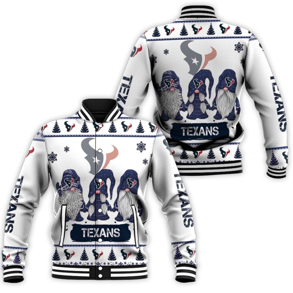 Christmas Gnomes Houston Texans Christmas 3d Baseball Jacket for Men Women