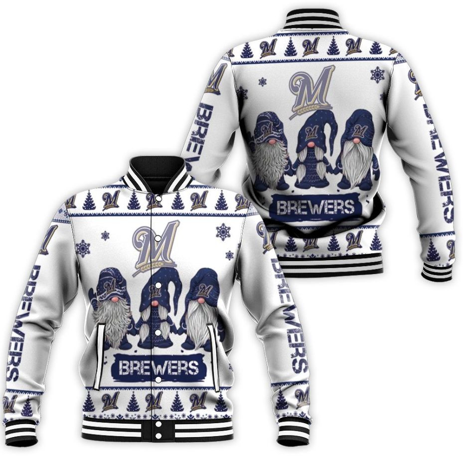 Christmas Gnomes Milwaukee Brewers Christmas 3d Baseball Jacket for Men Women