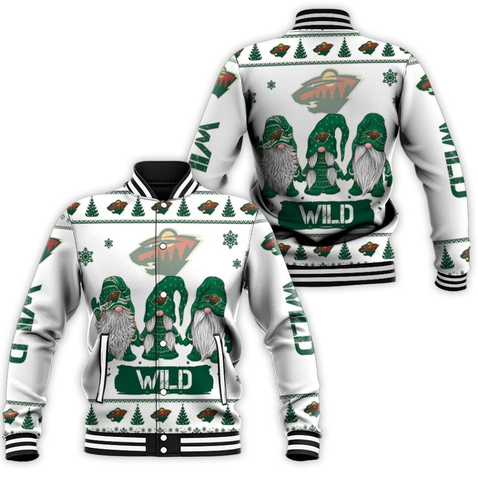 Christmas Gnomes Minnesota Wild Christmas 3d Baseball Jacket for Men Women