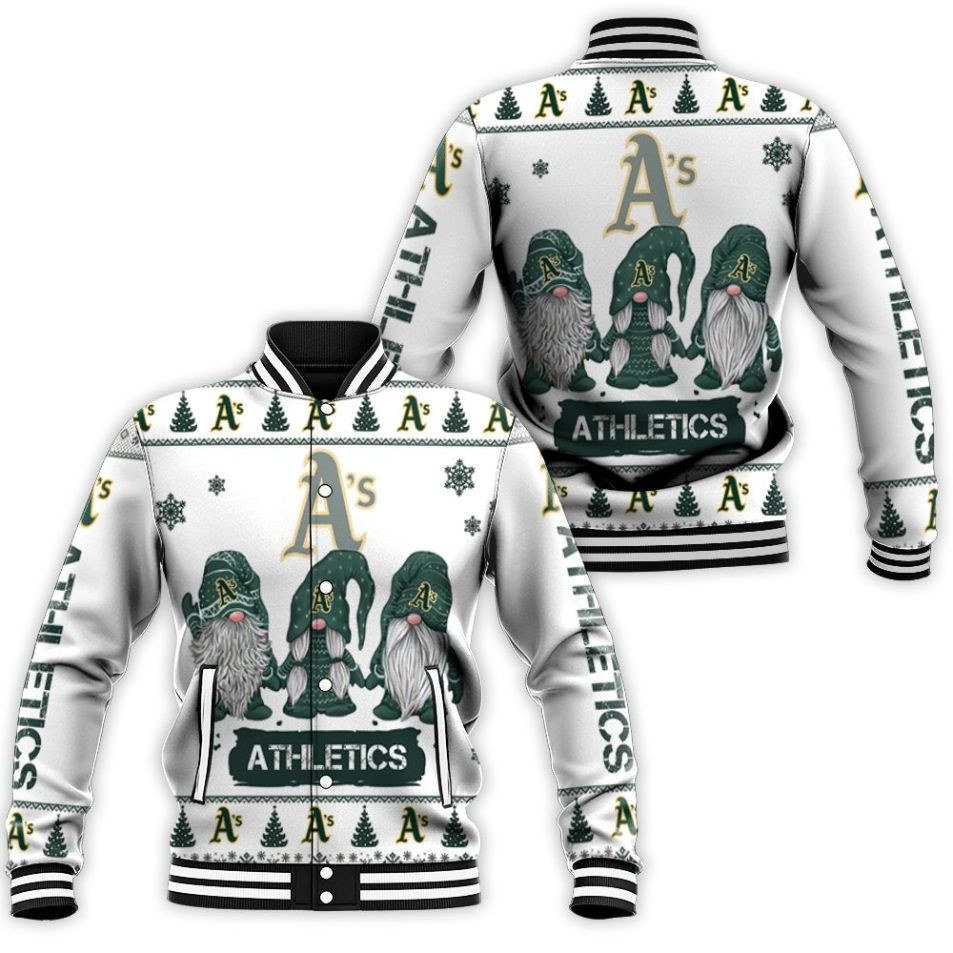 Christmas Gnomes Oakland Athletics Christmas 3d Baseball Jacket for Men Women