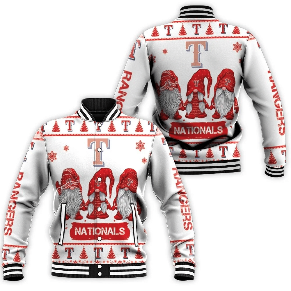 Christmas Gnomes Texas Rangers Christmas 3d Baseball Jacket for Men Women