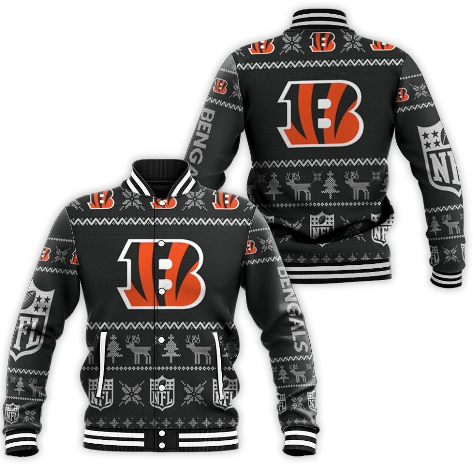 Cincinnati Bengals Christmas 3d Baseball Jacket for Men Women