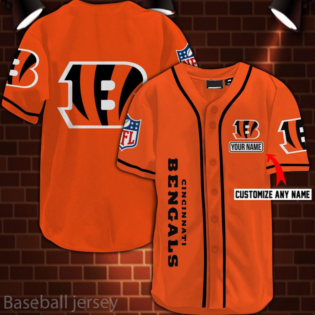 Cincinnati Bengals Nfl 3d Digital Printed Personalized Logo Baseball Jersey, Unisex Jersey Shirt for Men Women