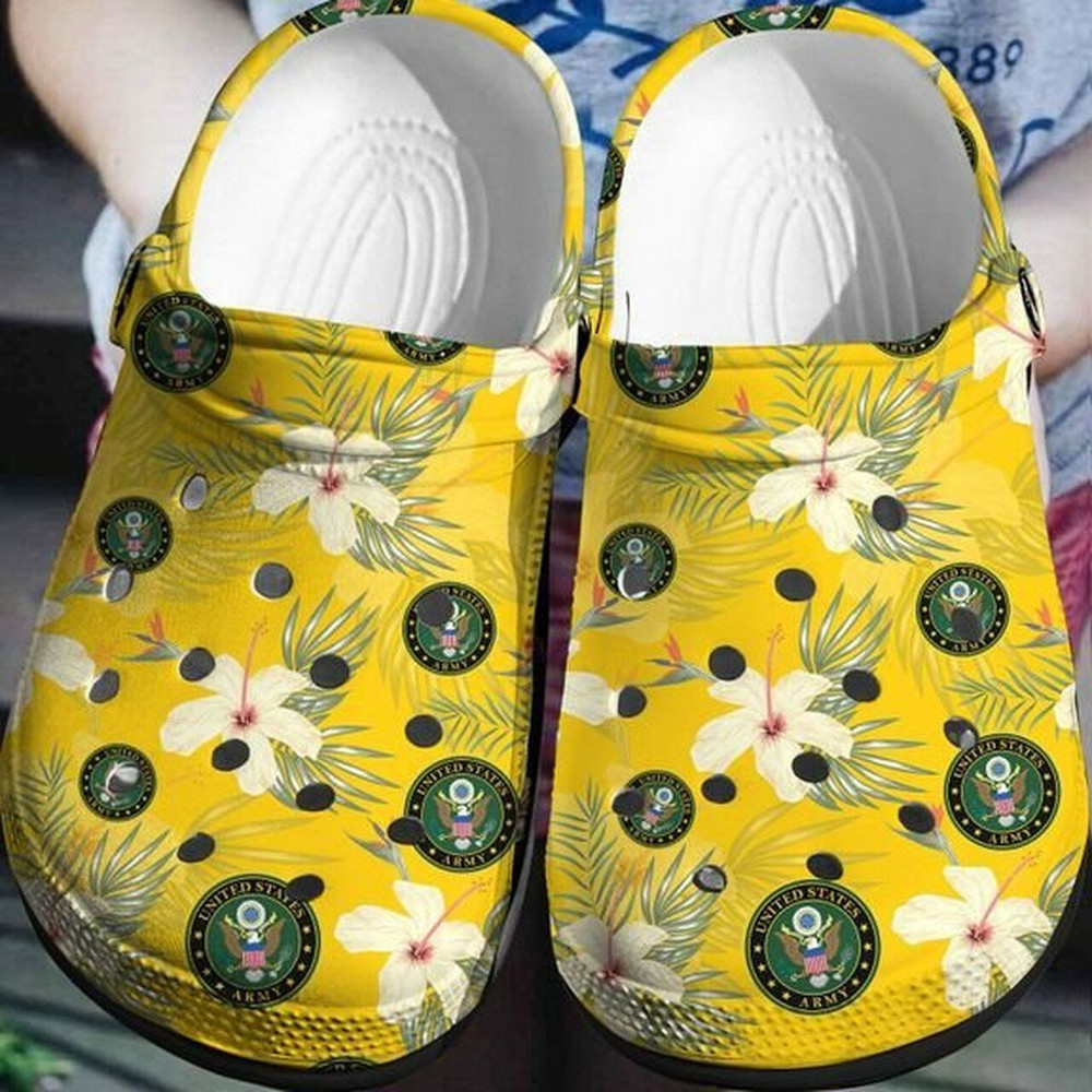 Classic Us Army Lilies 102 Gift For Lover Rubber Crocs Clog Shoes Comfy Footwear