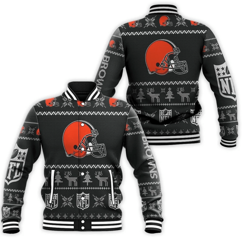 Cleveland Browns Christmas 3d Baseball Jacket for Men Women