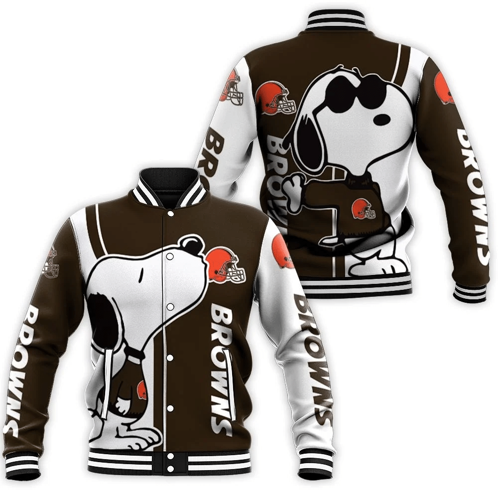 Cleveland Browns Snoopy Lover 3d Printed Baseball Jacket for Men Women