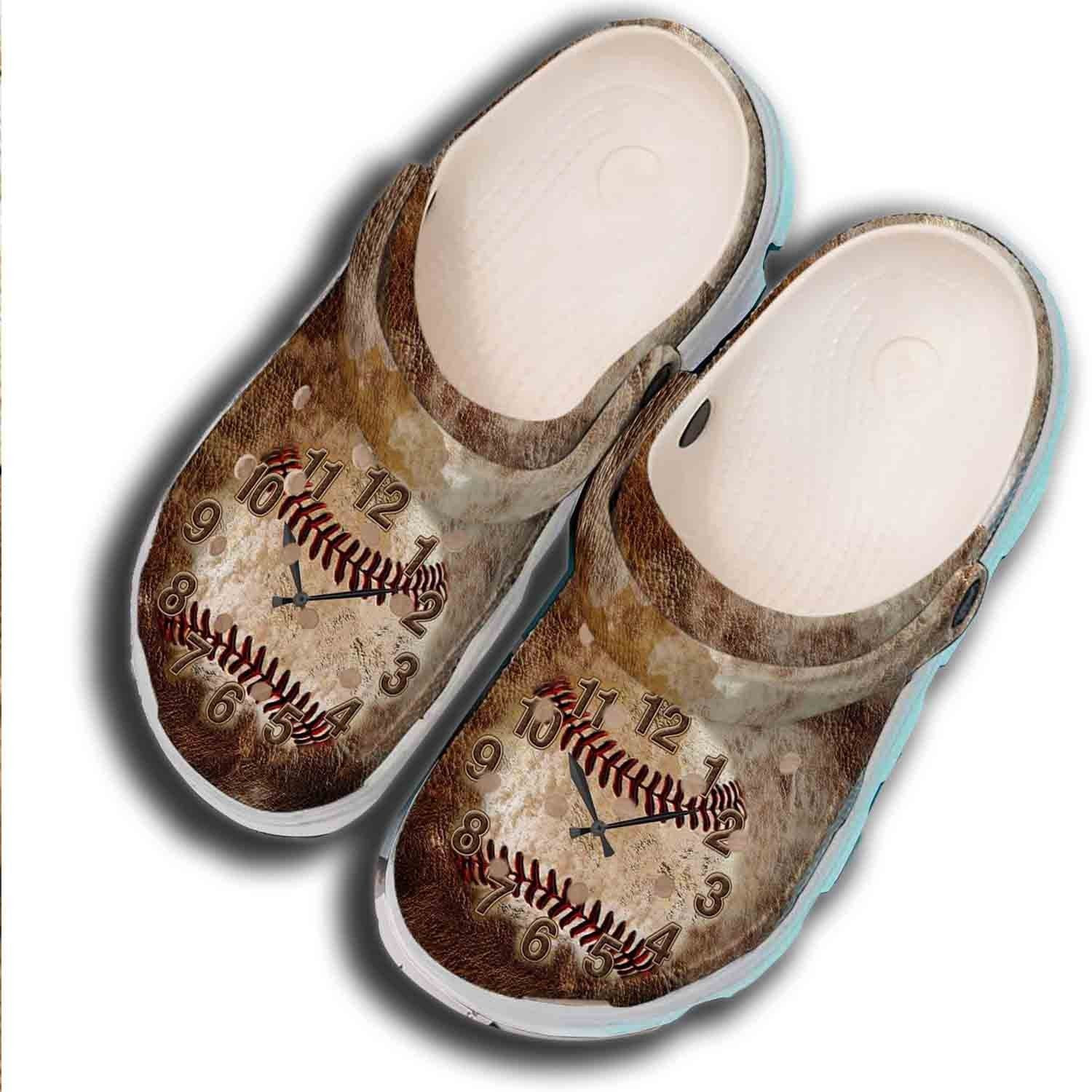 Clock Baseball Crocs Shoes Clogs For Batter - Funny Baseball Custom Crocs Shoes Clogs For Birthday