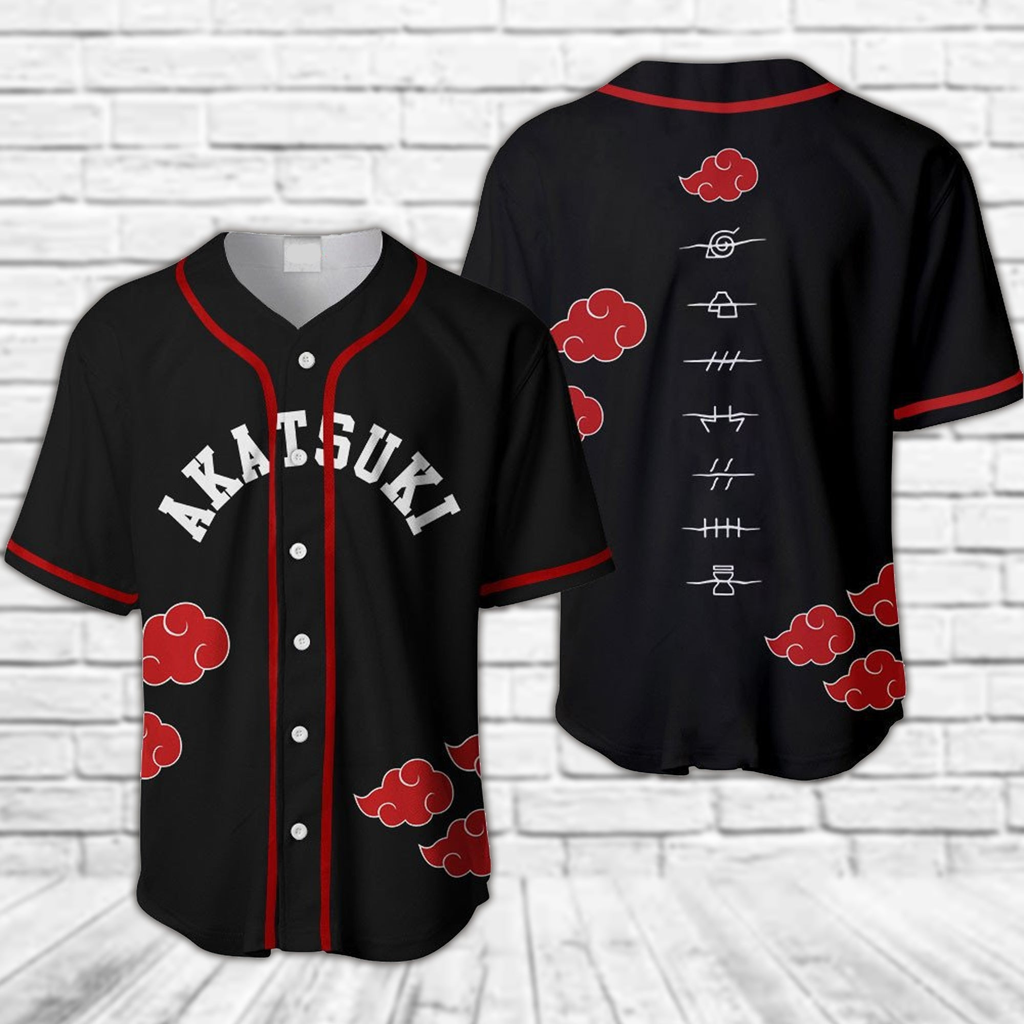Cloud Symbol Akatsuki Naruto Baseball Jersey, Unisex Baseball Jersey for Men Women