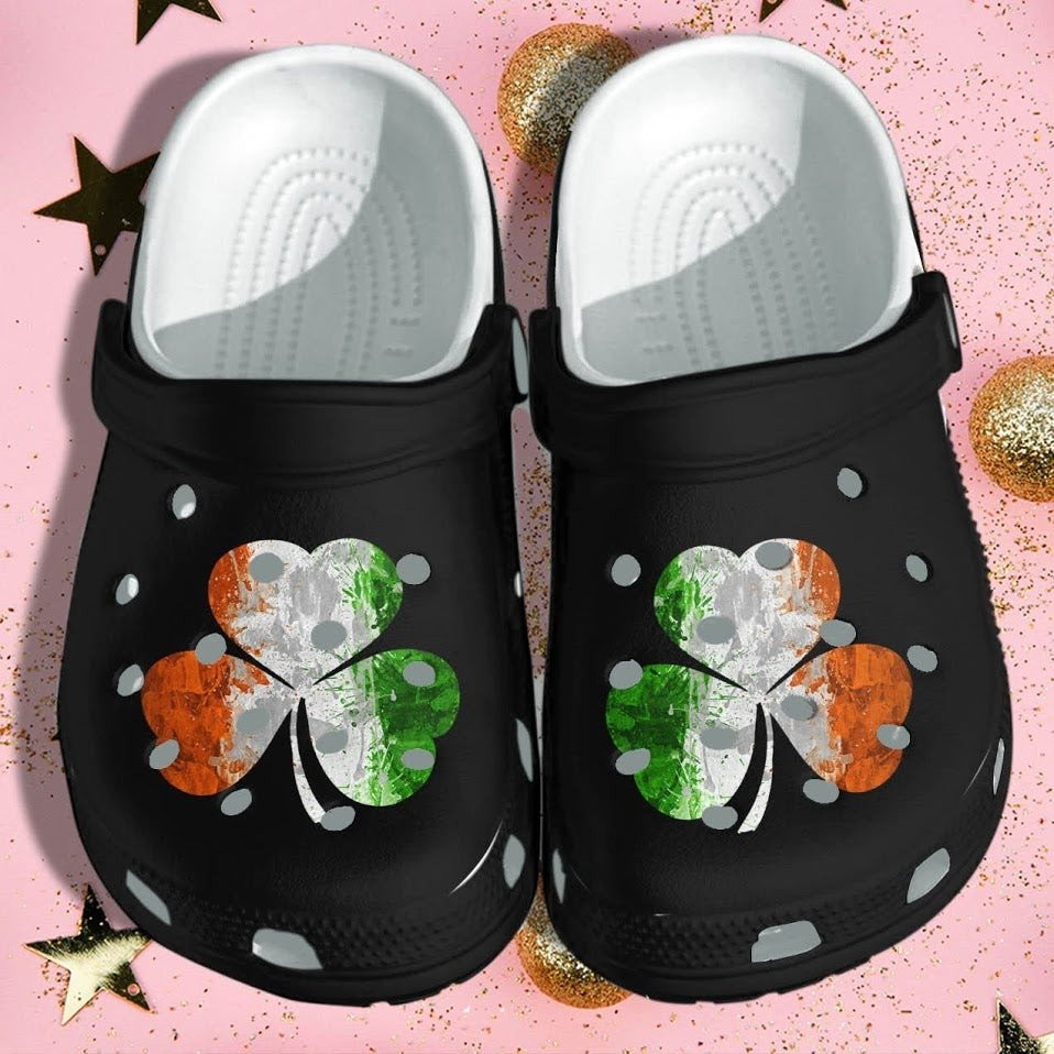 Clover Irish Flag Clog Shoes St Patricks Day - Irish Cute Crocs Gifts For Women Men