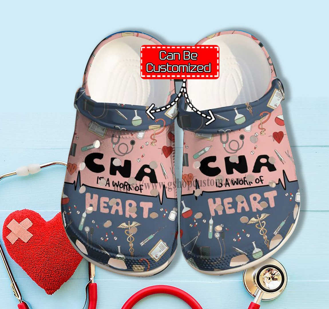 Cna Is A Work Of Heart Crocs Shoes Gift Mother Daughter- Nurse Cna Chibi Item Shoes Croc Clogs Customize