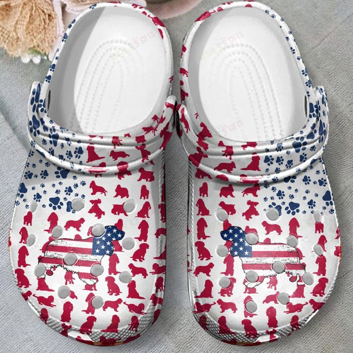 Cocker Spaniel American Flag Crocs Classic Clogs Shoes