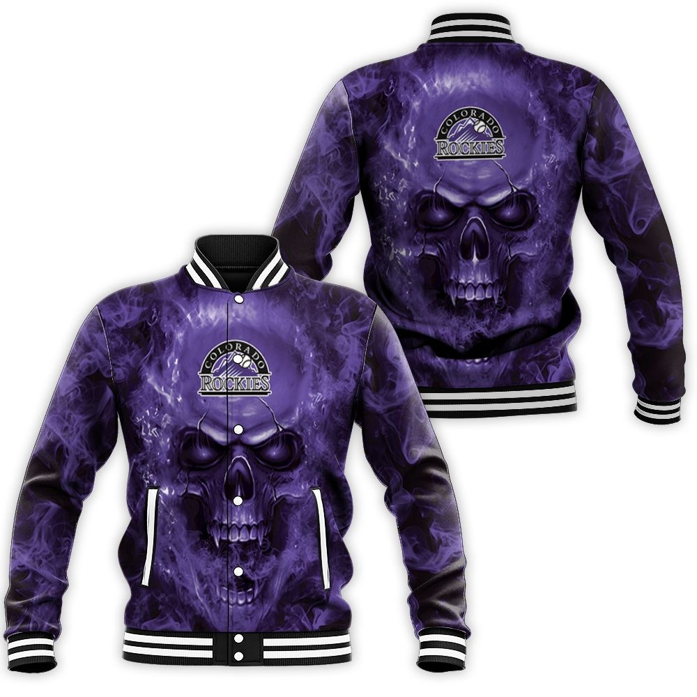 Colorado Rockies Mlb Fans Skull Baseball Jacket for Men Women