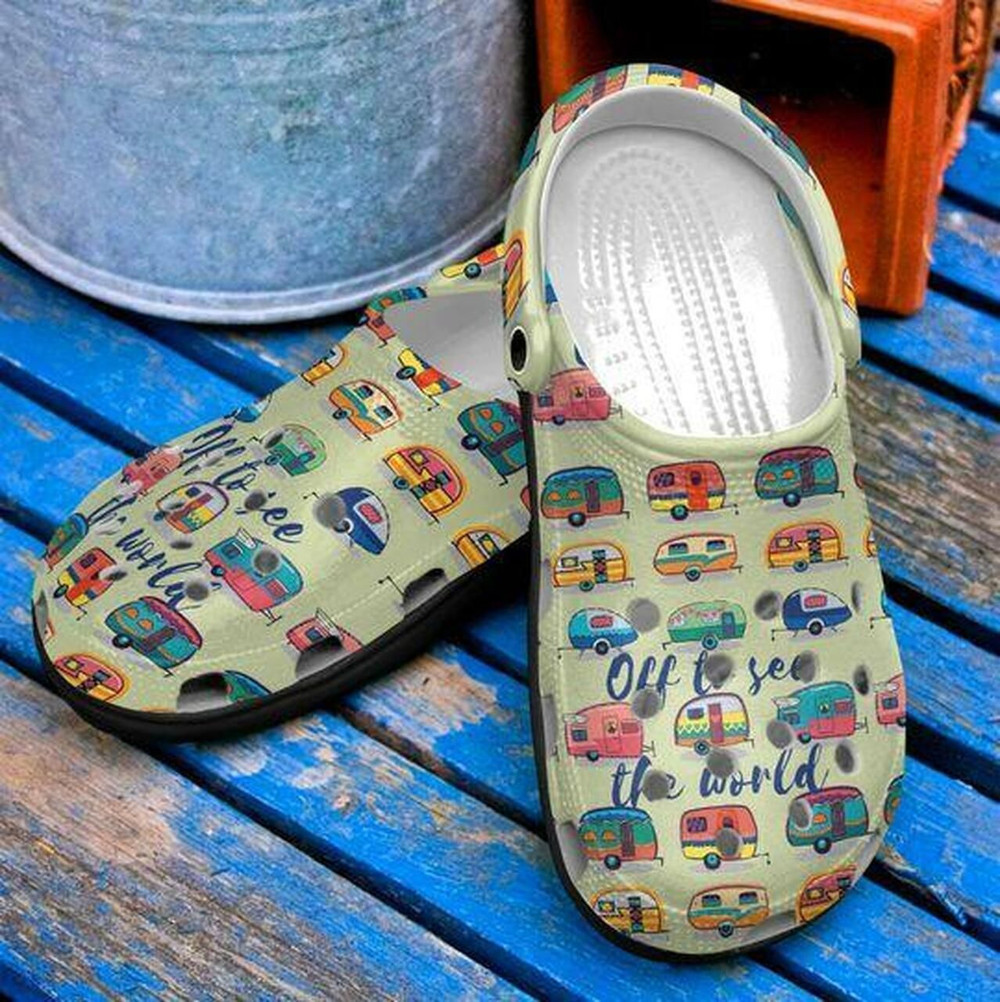 Colorful Camper Van Camping 3 Personalized Gift For Lover Rubber Crocs Clog Shoes Comfy Footwear