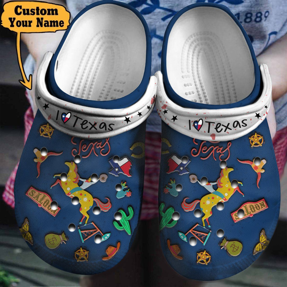 Colorful Crocs – I Love Texas Clogs Shoes For Men And Women
