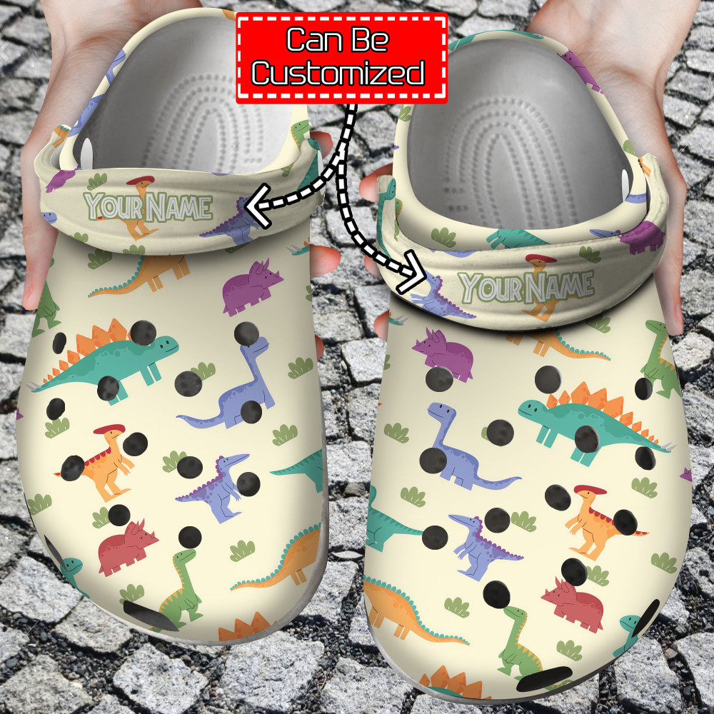 Colorful Crocs - Personalized Colorful Dinosaurs Pattern Clog Shoes For Men And Women