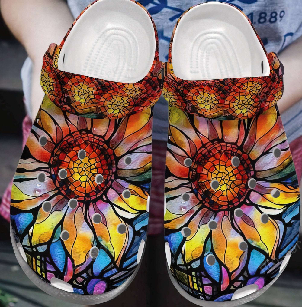 Colorful Flower Rubber Crocs Clog Shoes Comfy Footwear