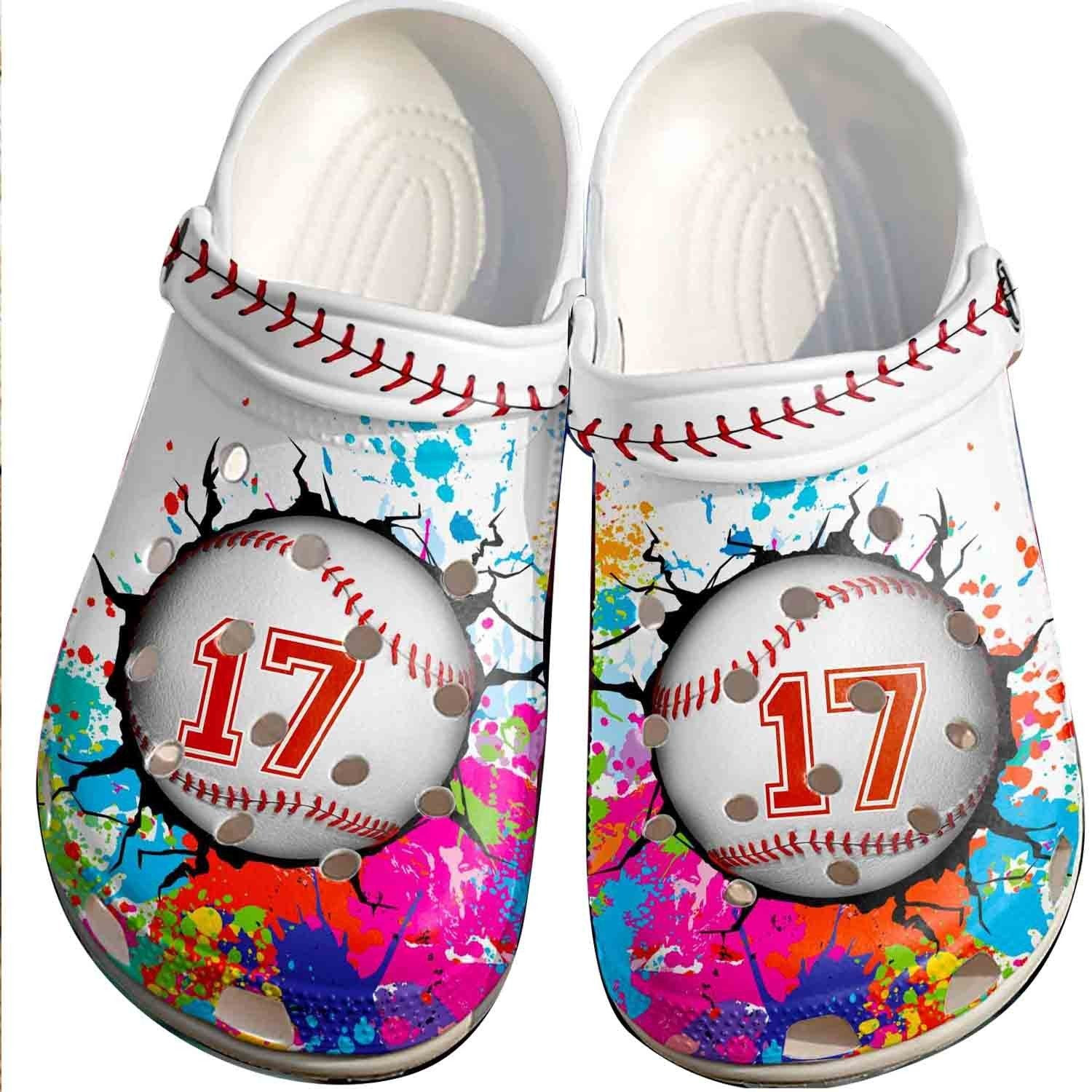 Colorful Paint Balls Crocs Shoes For Batter - Funny Baseball Shoes For Men Women