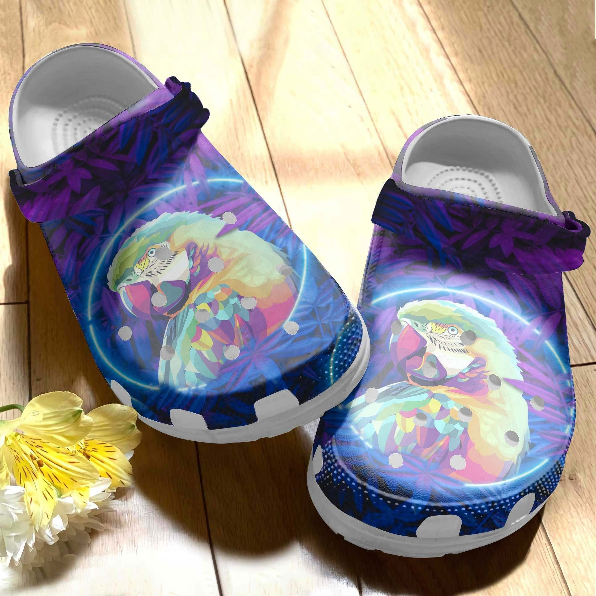 Colorful Parrot On Night Crocs Clog Shoes Gifts For Men Father Son
