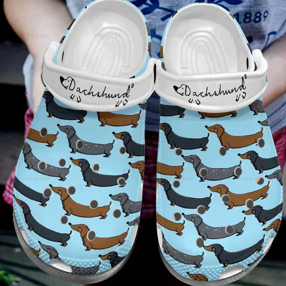 Colors My Love Dachshund Blue Gift For Lover Rubber Crocs Clog Shoes Comfy Footwear