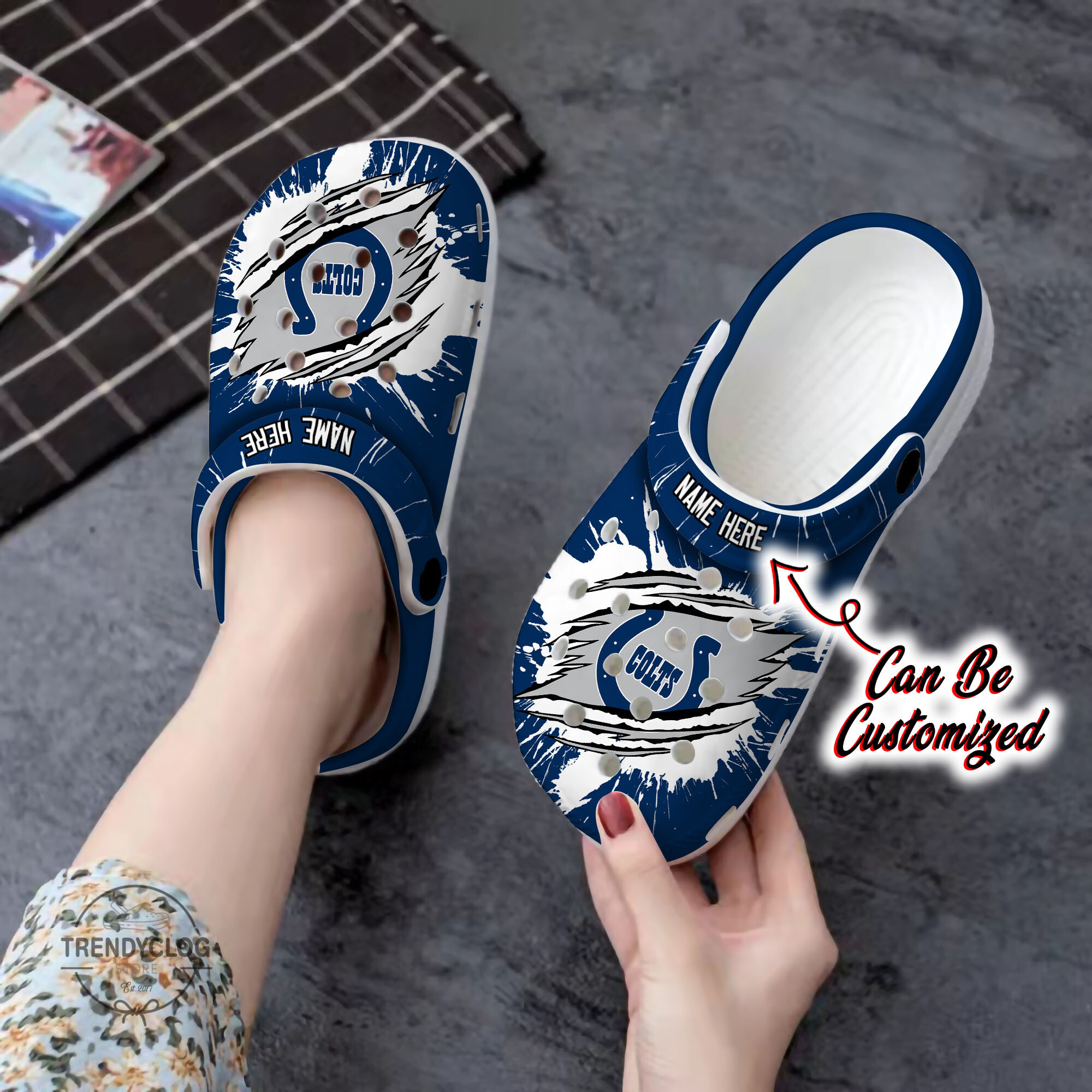 Colts Crocs Personalized IColts Football Ripped Claw Clog Shoes