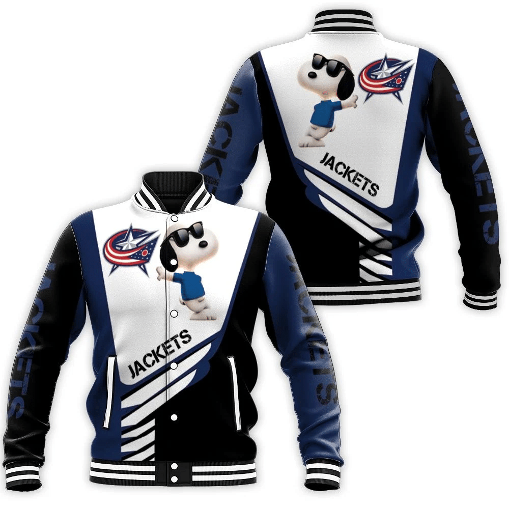 Columbus Blue Jackets Snoopy For Fans 3d Baseball Jacket for Men Women