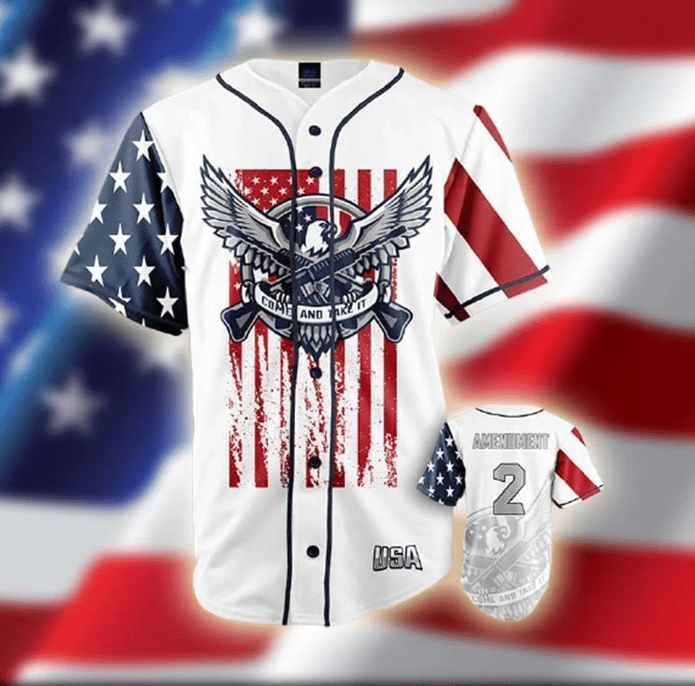 Come And Take It 2nd Amendment 4th Of July Baseball Jersey, Unisex Jersey Shirt for Men Women