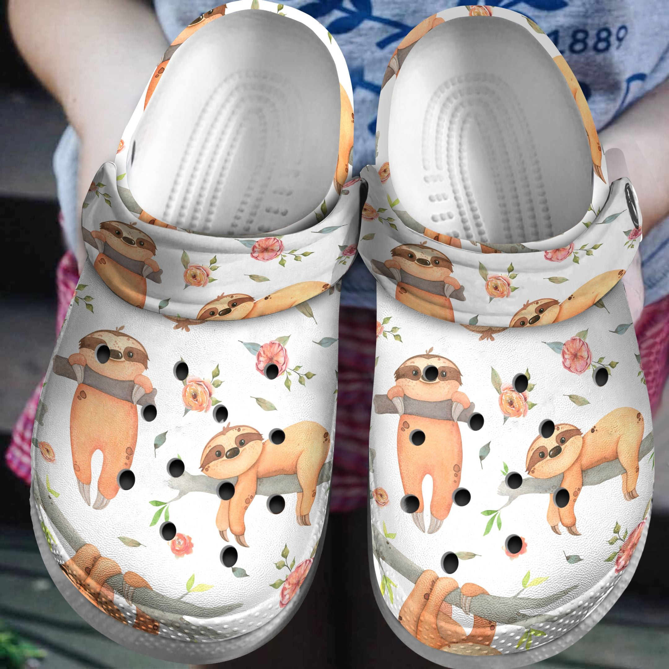 Cool Sloth With Flower Shoes – Funny Animal Crocs Clog Gift For Birthday