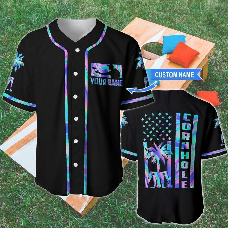 Cornhole Hologram Personalized Baseball Jersey