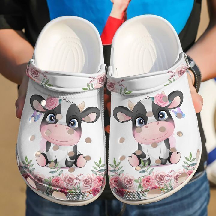 Cow Floral Crocs Classic Clogs Shoes