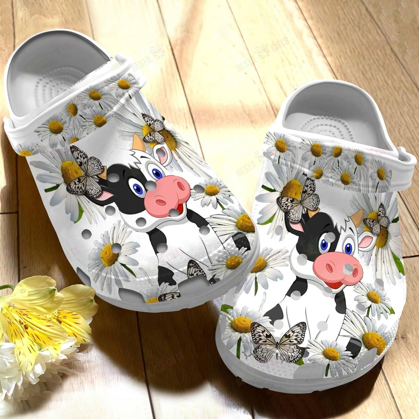 Cow Flower Crocs Classic Clogs Shoes