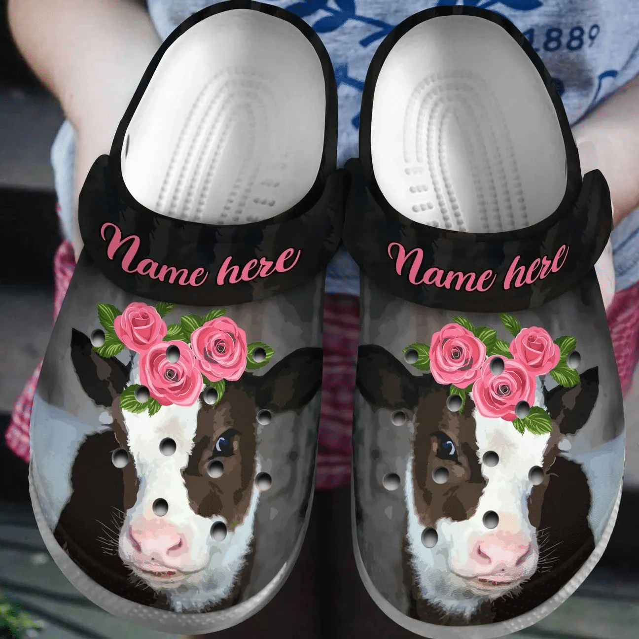 Cow Personalized Clog Custom Crocs Comfortablefashion Style Comfortable For Women Men Kid Print 3D Lovely Flower Cow