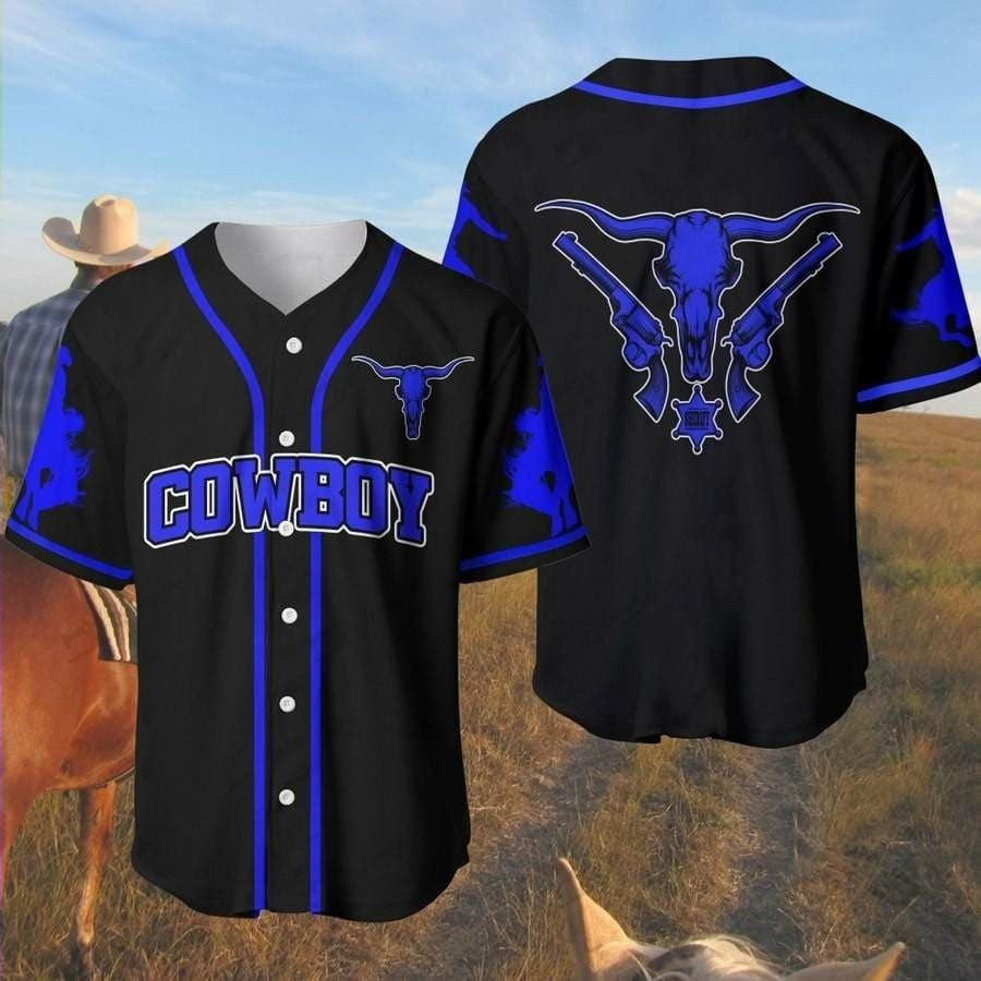 Cowboy Blue Baseball Jersey, Unisex Jersey Shirt for Men Women