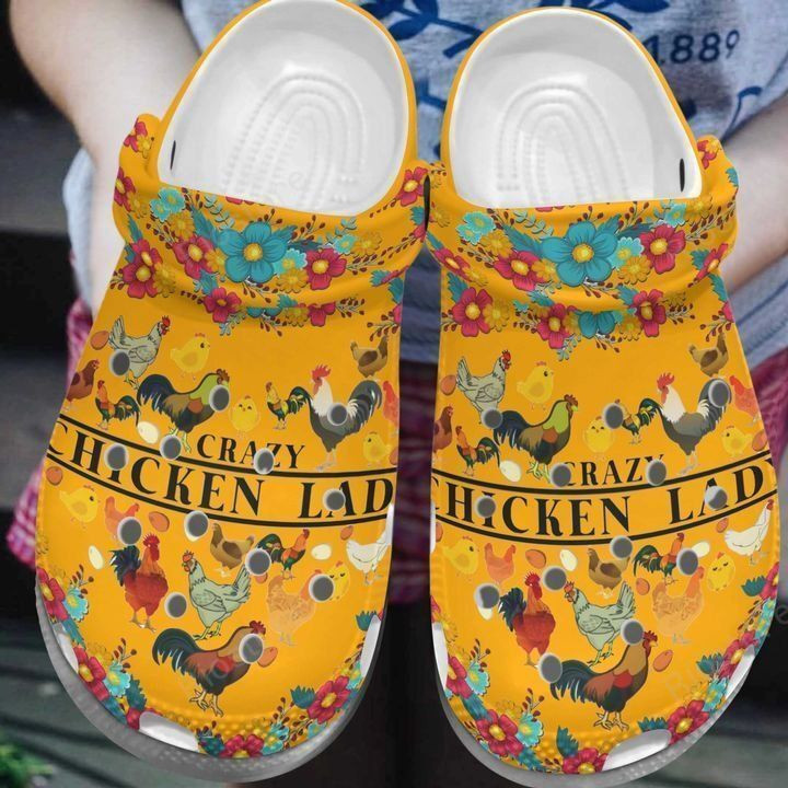 Crazy Chicken Lady Gift For Lover Rubber Crocs Clog Shoes Comfy Footwear