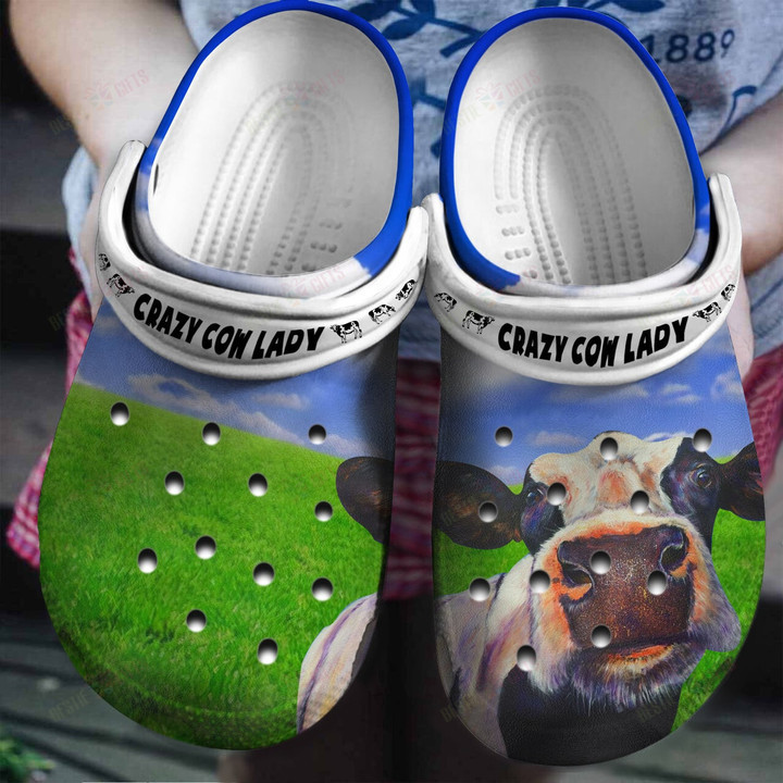Crazy Cow Lady Gift For Cow Lovers Crocs Classic Clogs Shoes