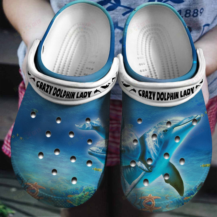 Crazy Dolphin Lady Gift For Dolphin Lovers Crocs Classic Clogs Shoes