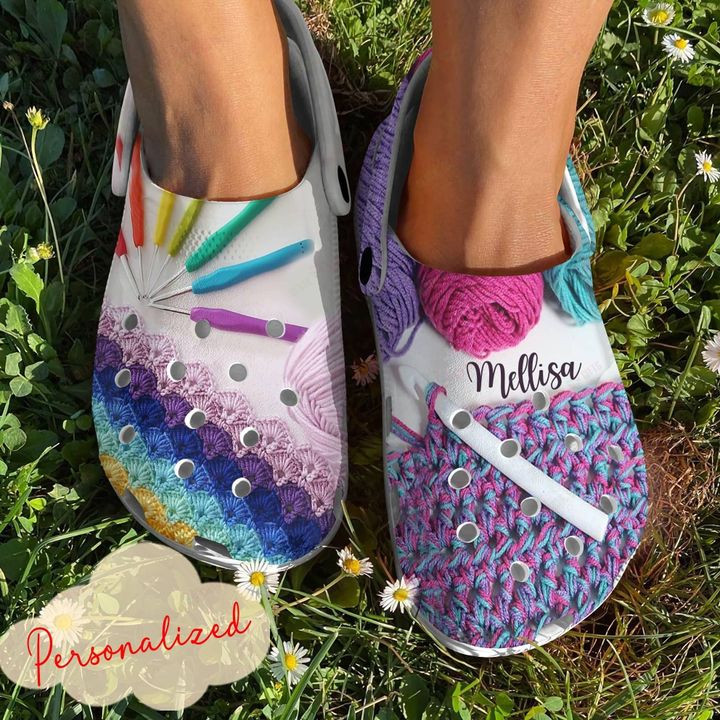 Crochet And Knitting Colorful Yarn Crocs Classic Clogs Shoes