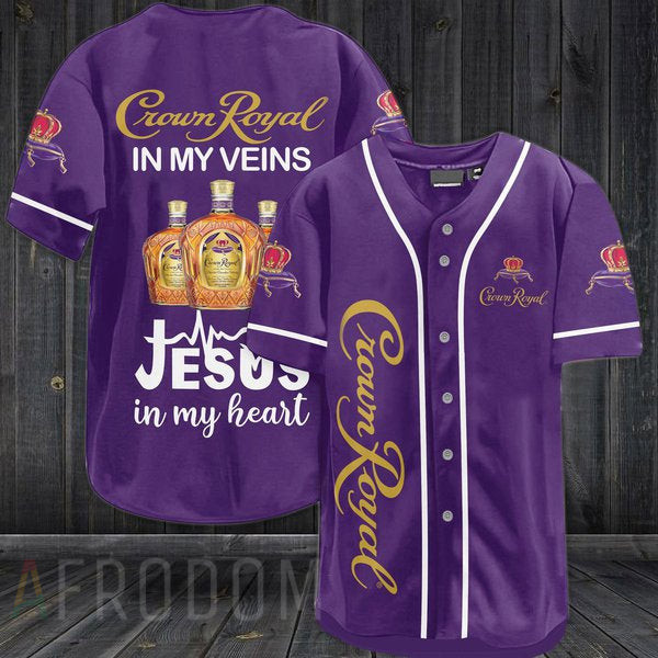 Crown Royal In My Veins Baseball Jersey, Unisex Jersey Shirt for Men Women