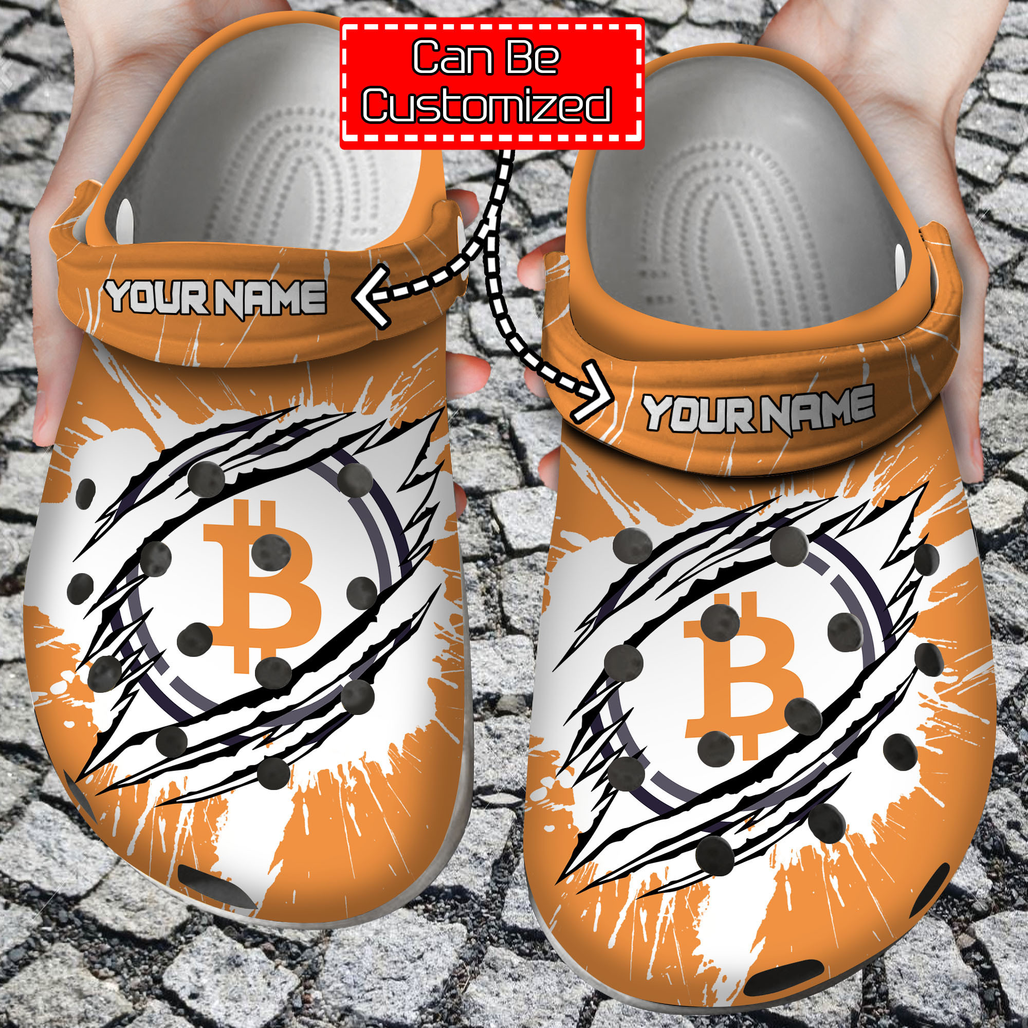 Crypto Crocs Personalized WBTC Coin Ripped Through Clog Shoes