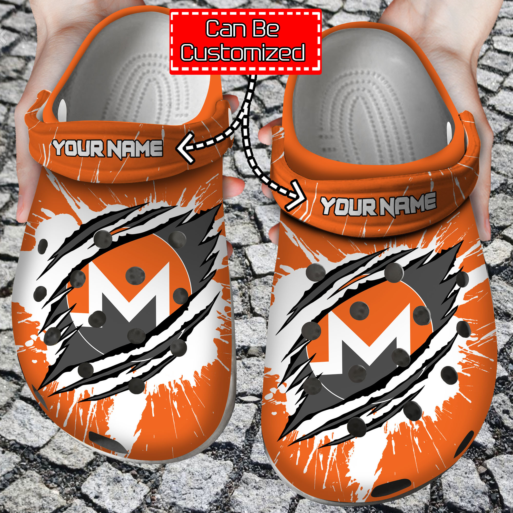 Crypto Crocs Personalized XMR Coin Ripped Through Clog Shoes