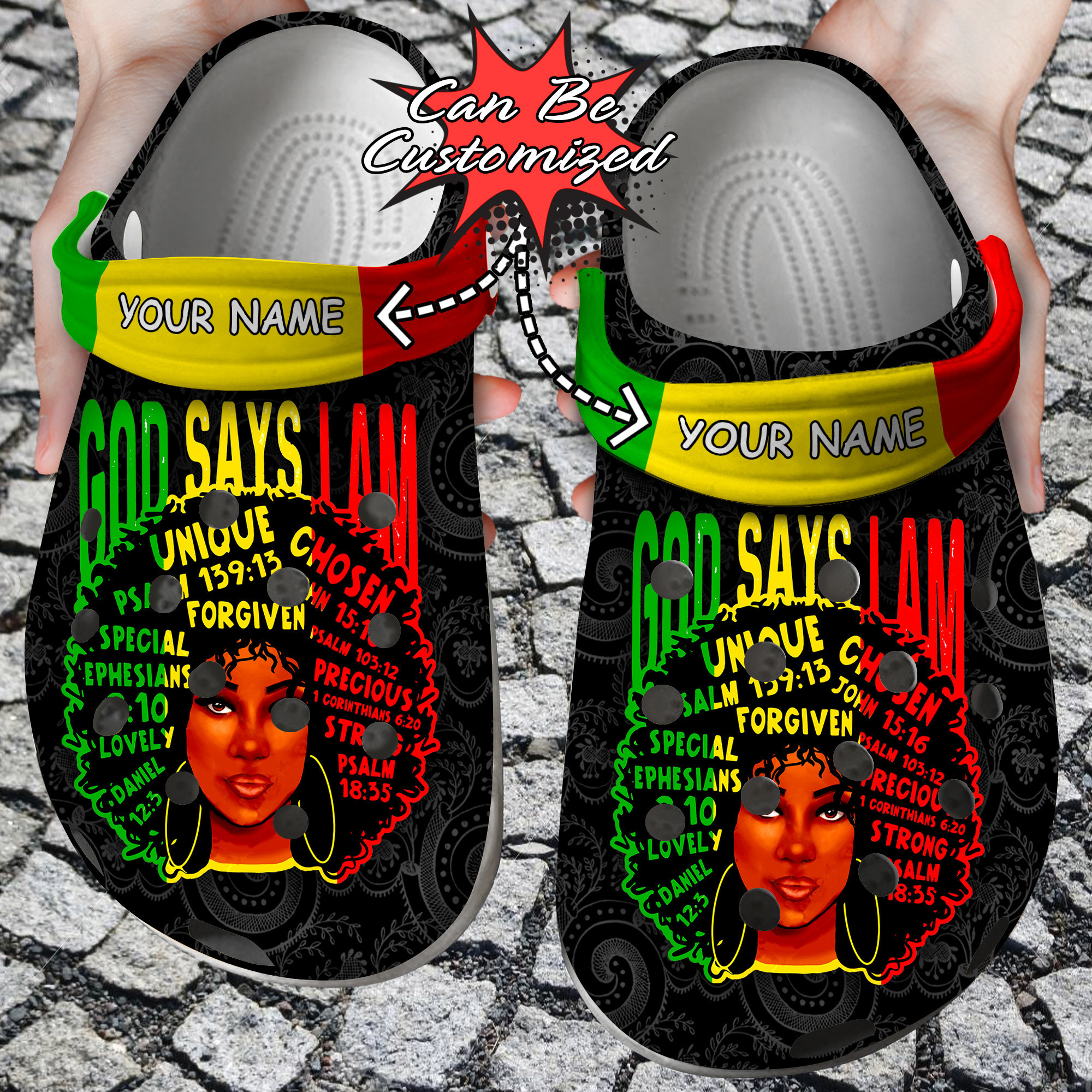 Custom Crocs Personalized African American Woman God Says I Am Black History Clog Shoes