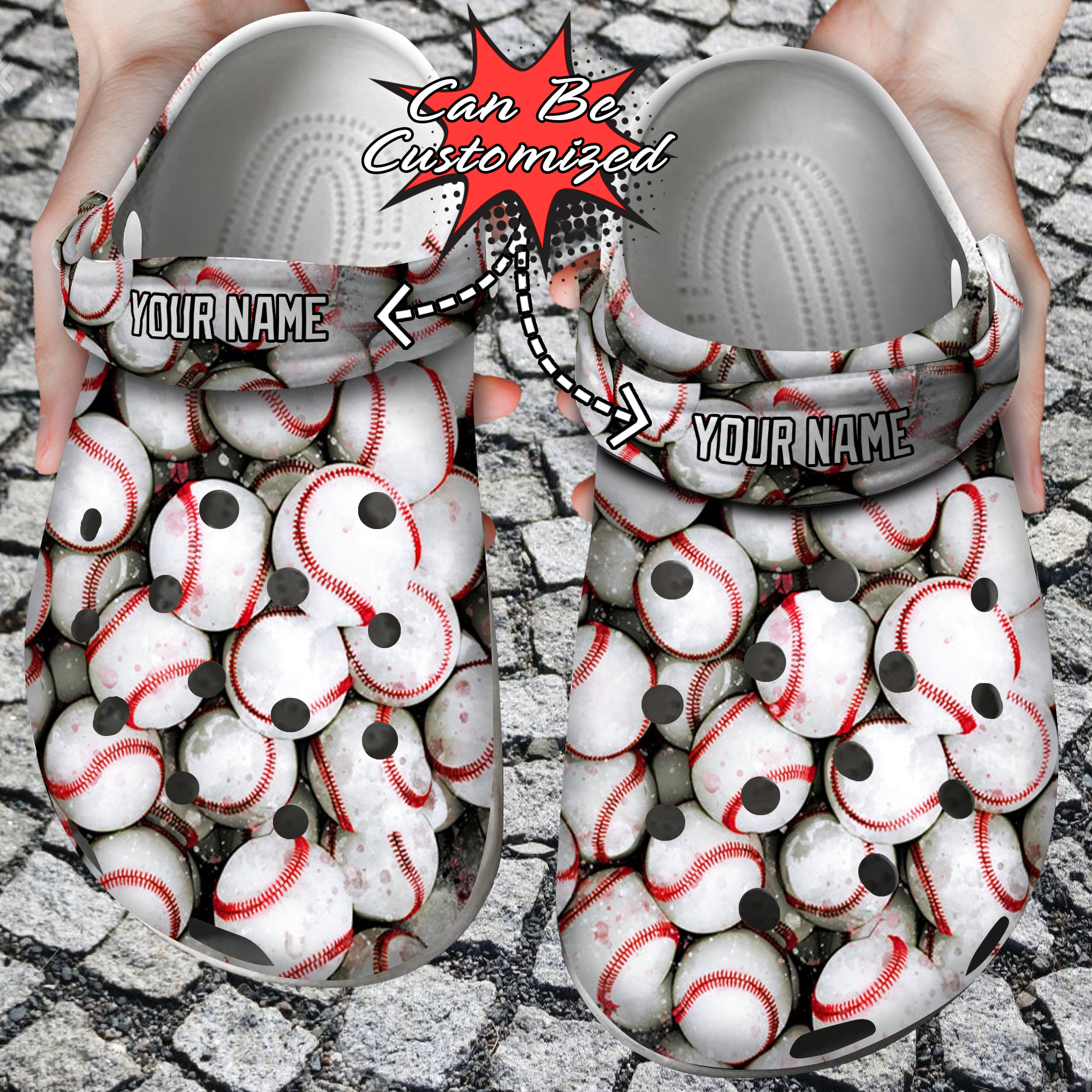 Custom Crocs Personalized Baseball Pile Overlapping Clog Shoes