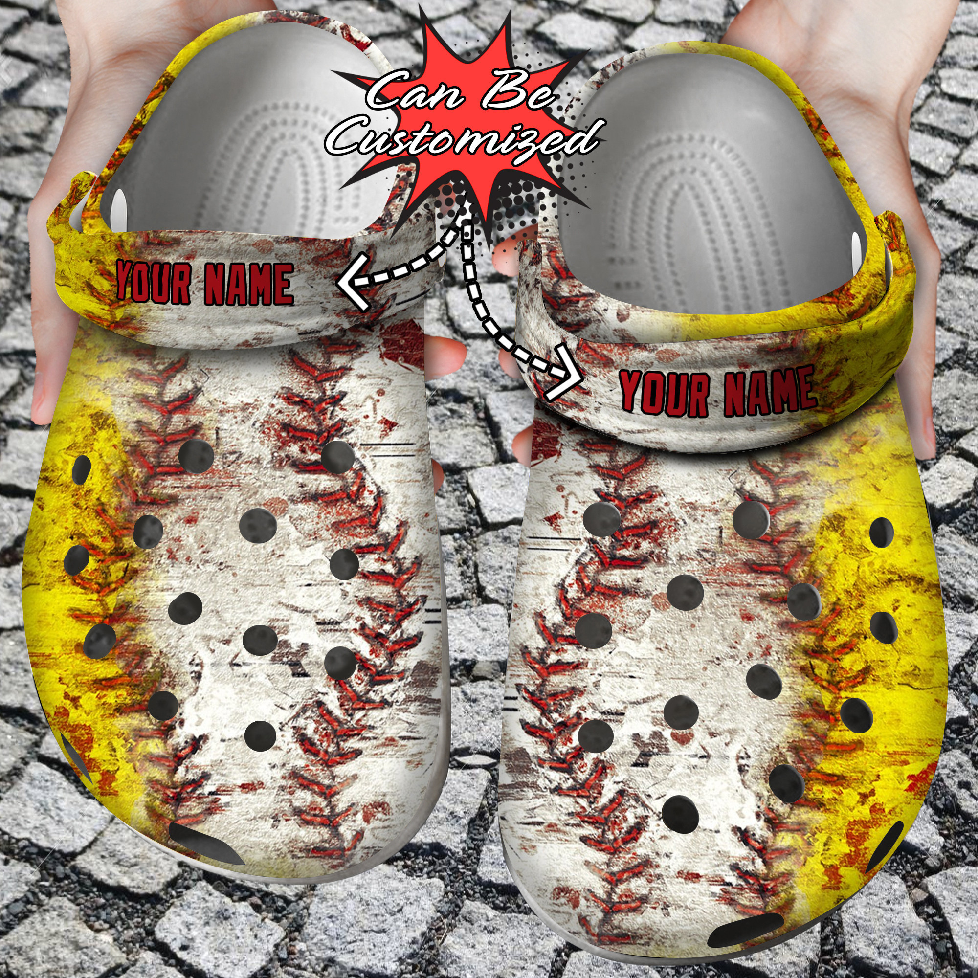 Custom Crocs Personalized Baseball Softball Pattern Clog Shoes
